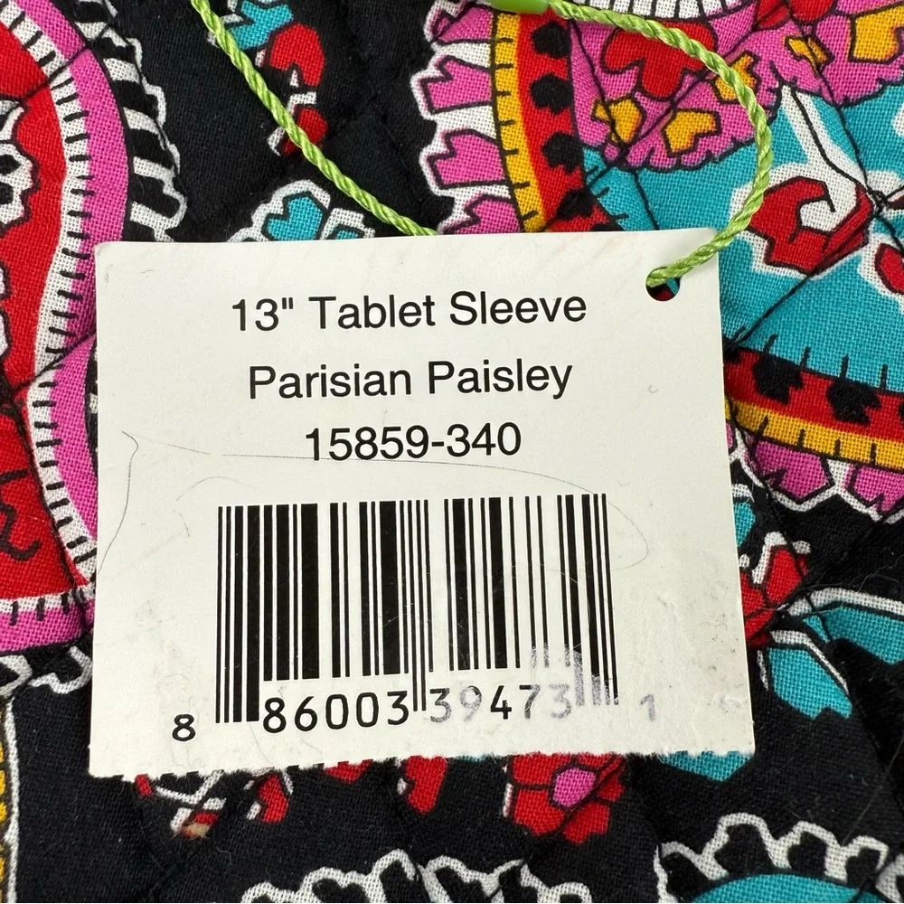 Vera Bradley Tablet Sleeve Parisian Paisley Quilted 13”‎ Zipper Brand New